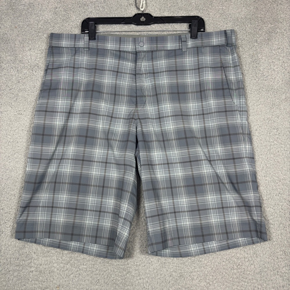 Nike Golf Shorts Men 40 Grey Plaid Dri-FIT Tour Performance Flat Front Athletic